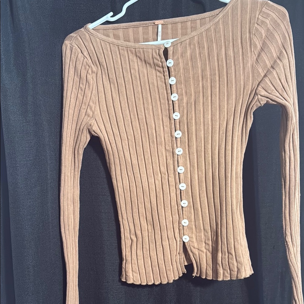 Tan Down Shirt, Slim Fit ribbed material